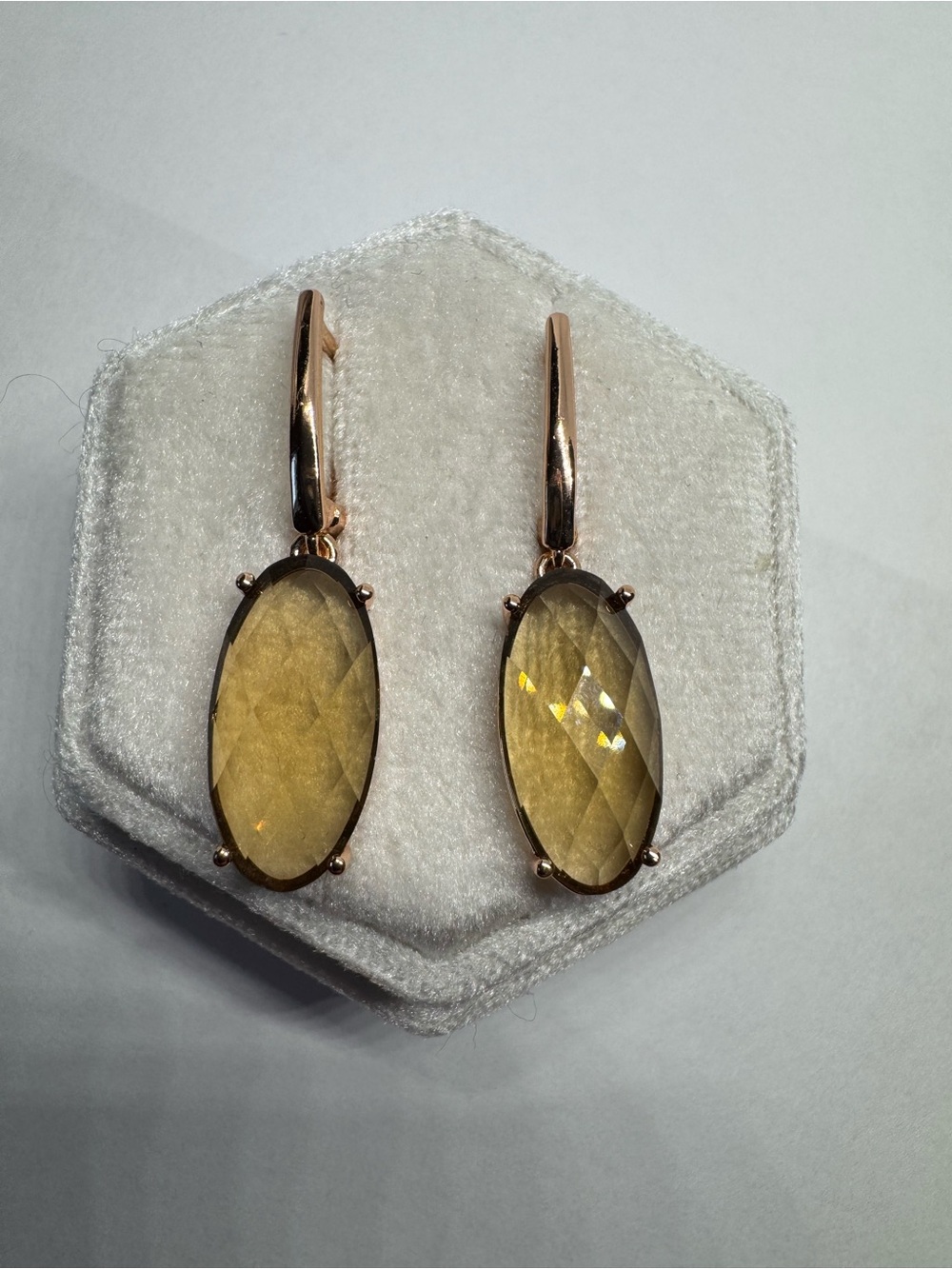 14K 585 Rose Gold Plated Quartz Dangle Earrings | Elegant Jewelry
